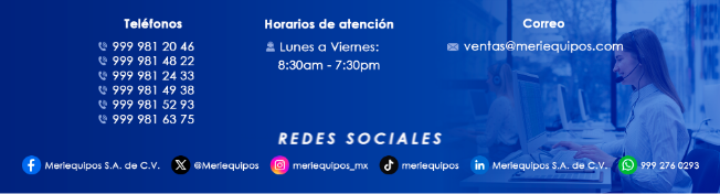 Contacto Meriequipos - Teléfonos, horarios y redes